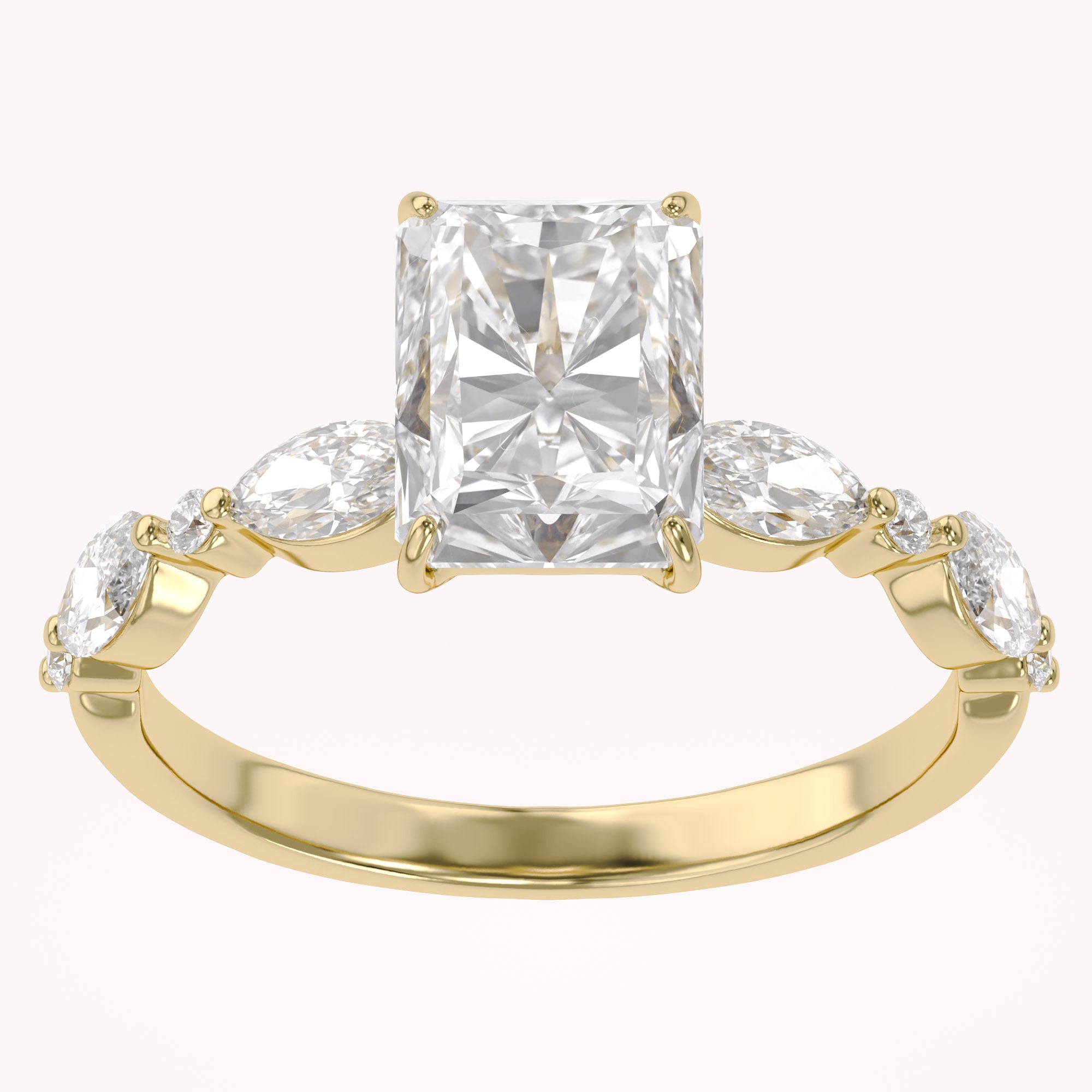 Half Eternity Solitaire Lab Grown Diamond Engagement Ring