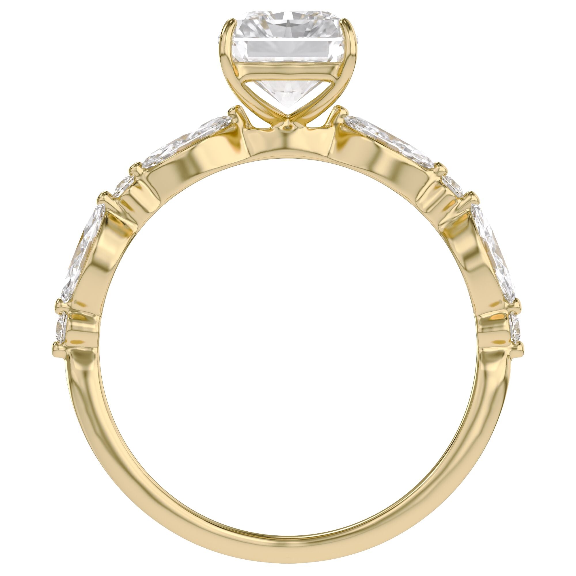 Half Eternity Solitaire Lab Grown Diamond Engagement Ring