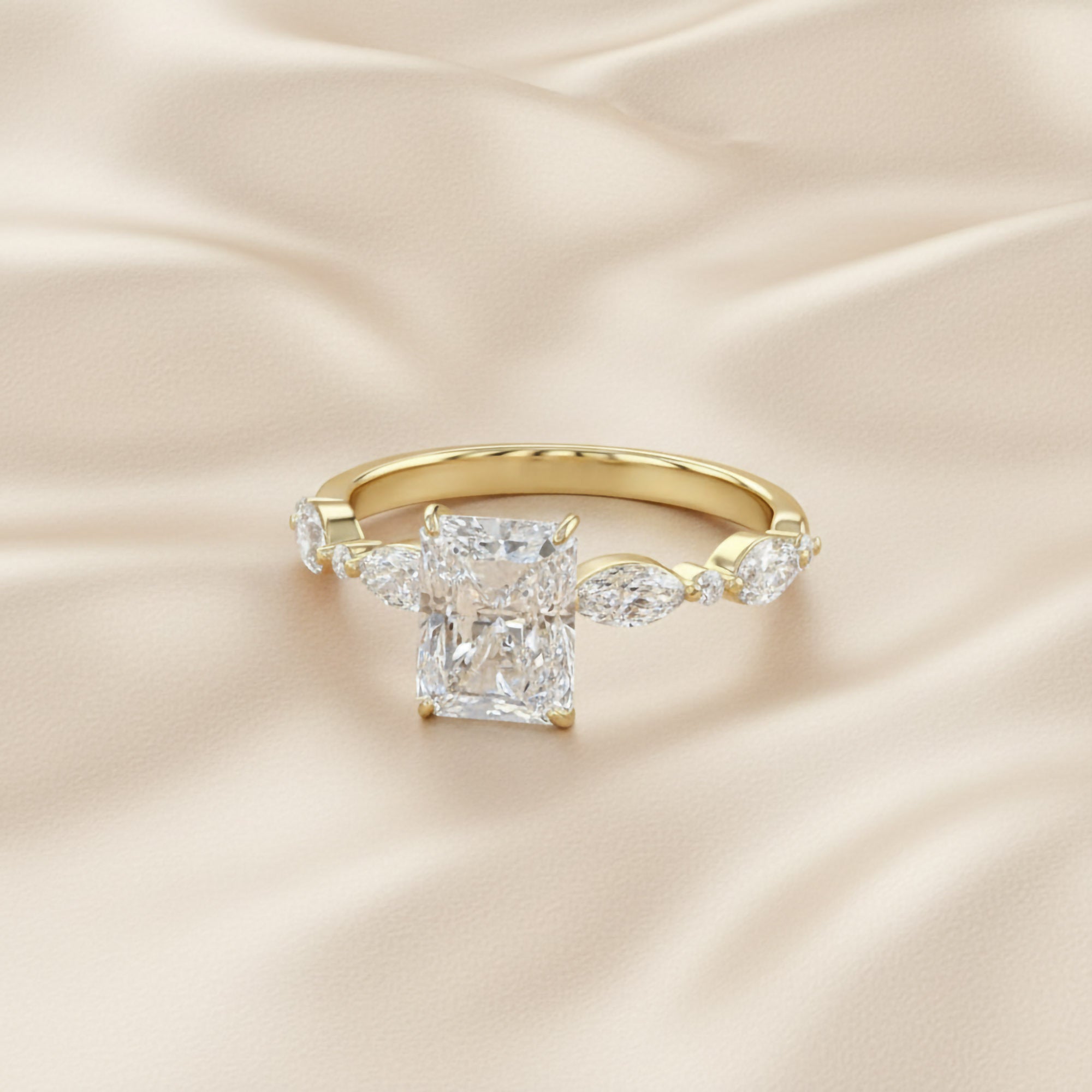 Half Eternity Solitaire Lab Grown Diamond Engagement Ring
