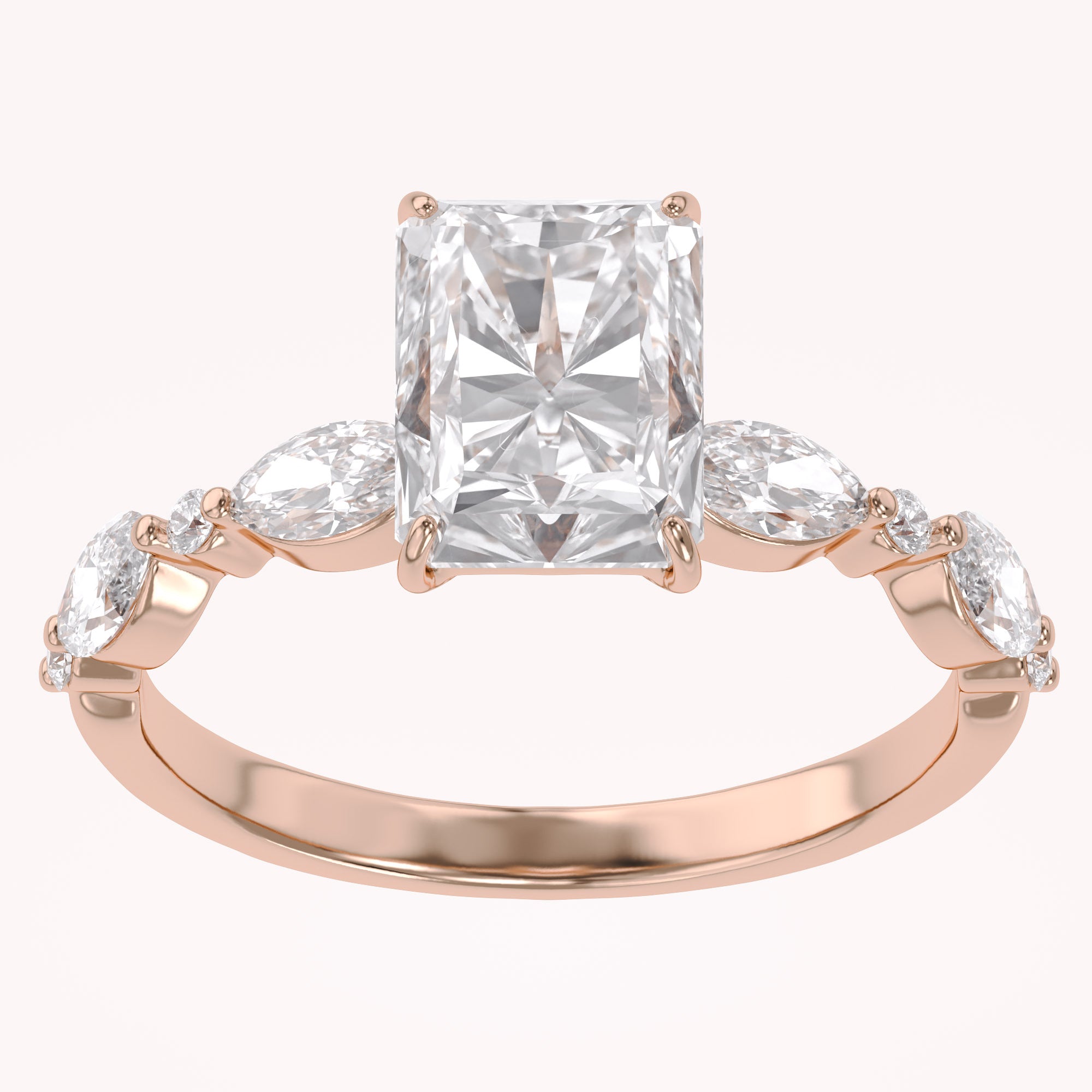 Half Eternity Solitaire Lab Grown Diamond Engagement Ring