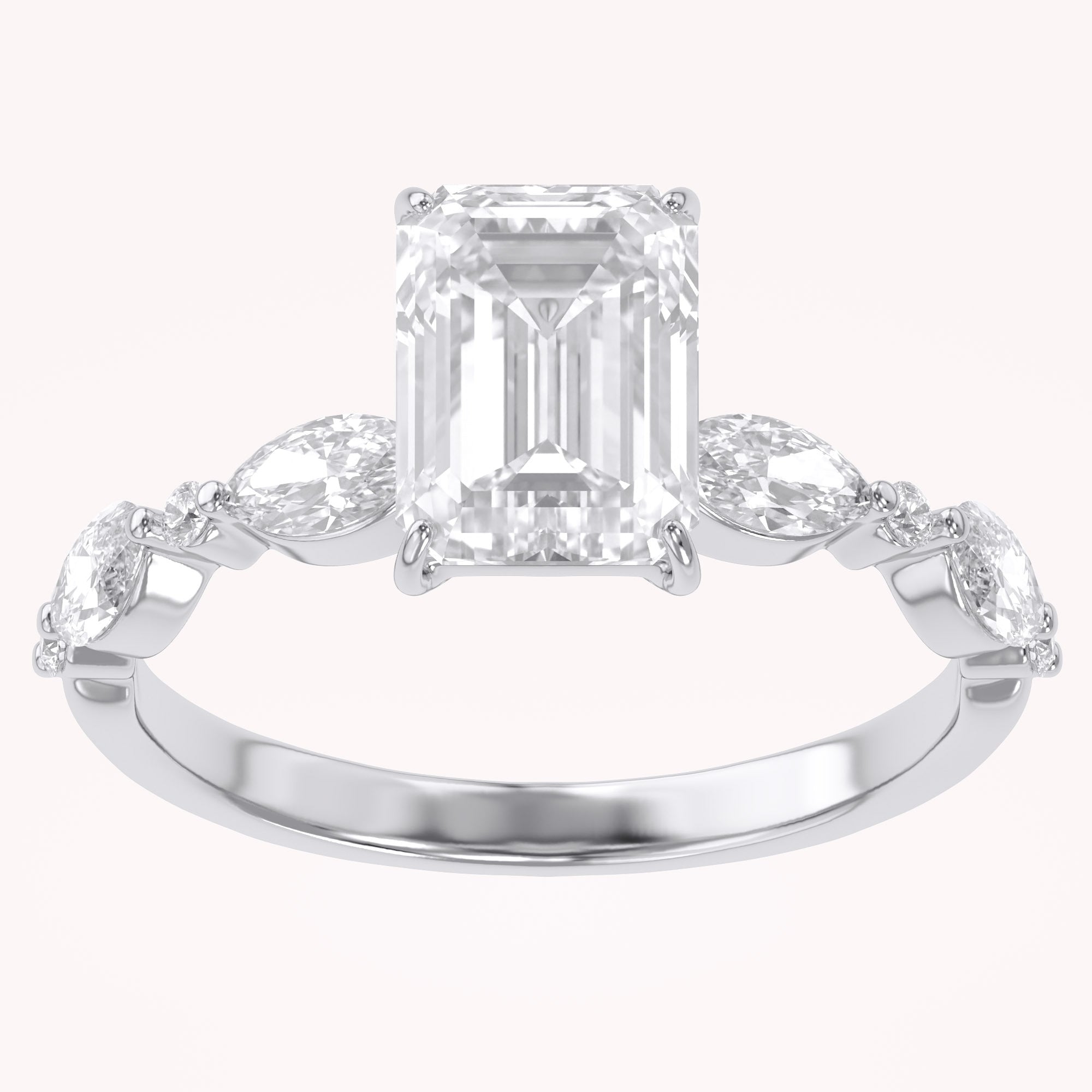 Half Eternity Solitaire Engagement Lab Grown Diamond Ring
