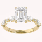 Half Eternity Solitaire Engagement Lab Grown Diamond Ring