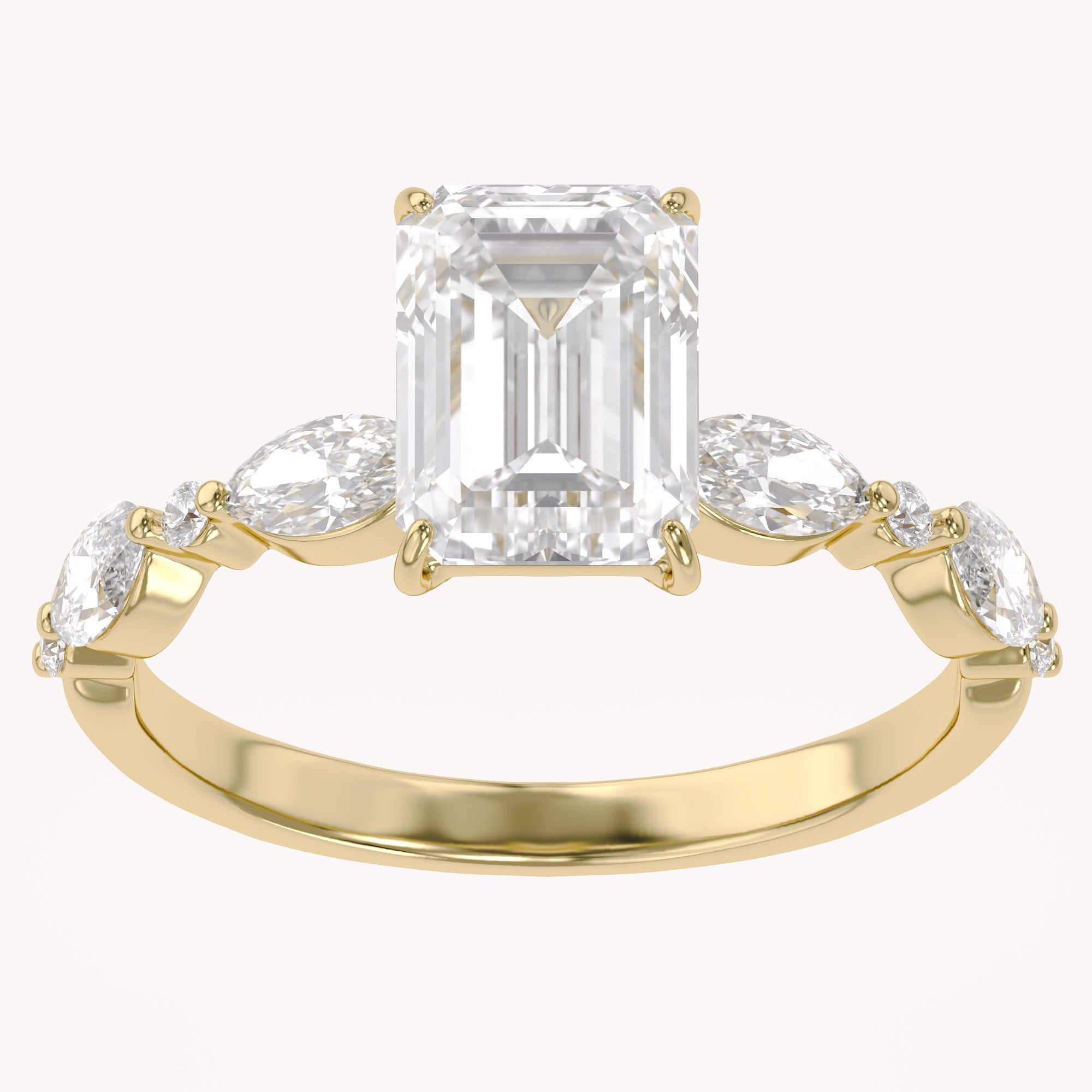 Half Eternity Solitaire Engagement Lab Grown Diamond Ring