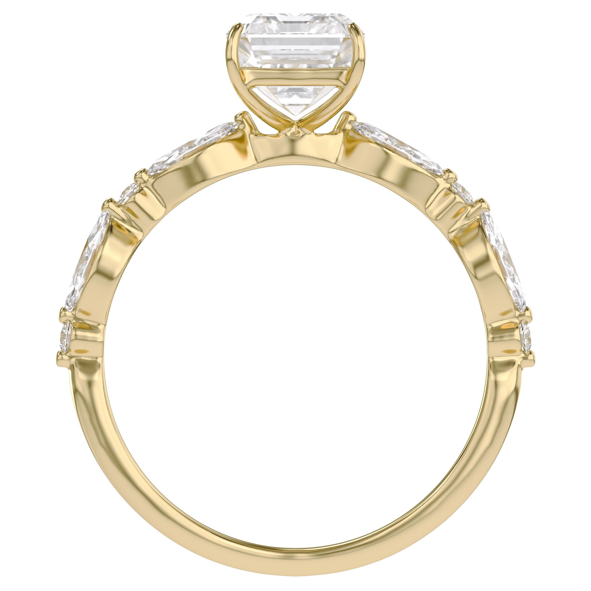 Half Eternity Solitaire Engagement Lab Grown Diamond Ring