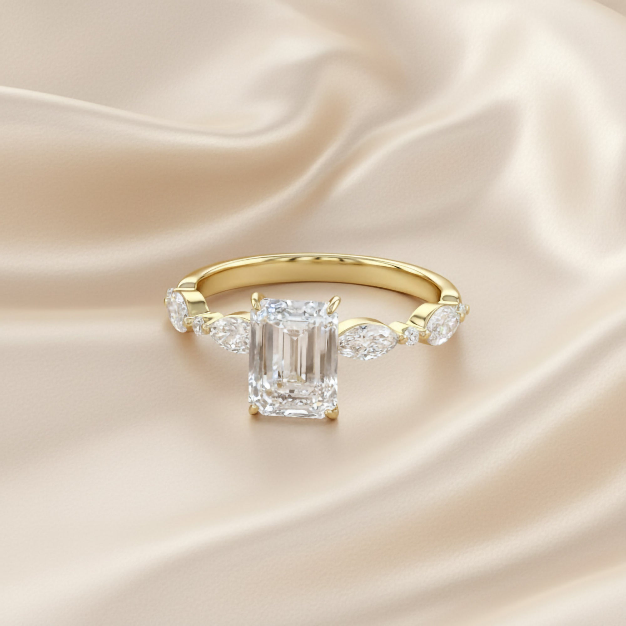 Half Eternity Solitaire Engagement Lab Grown Diamond Ring