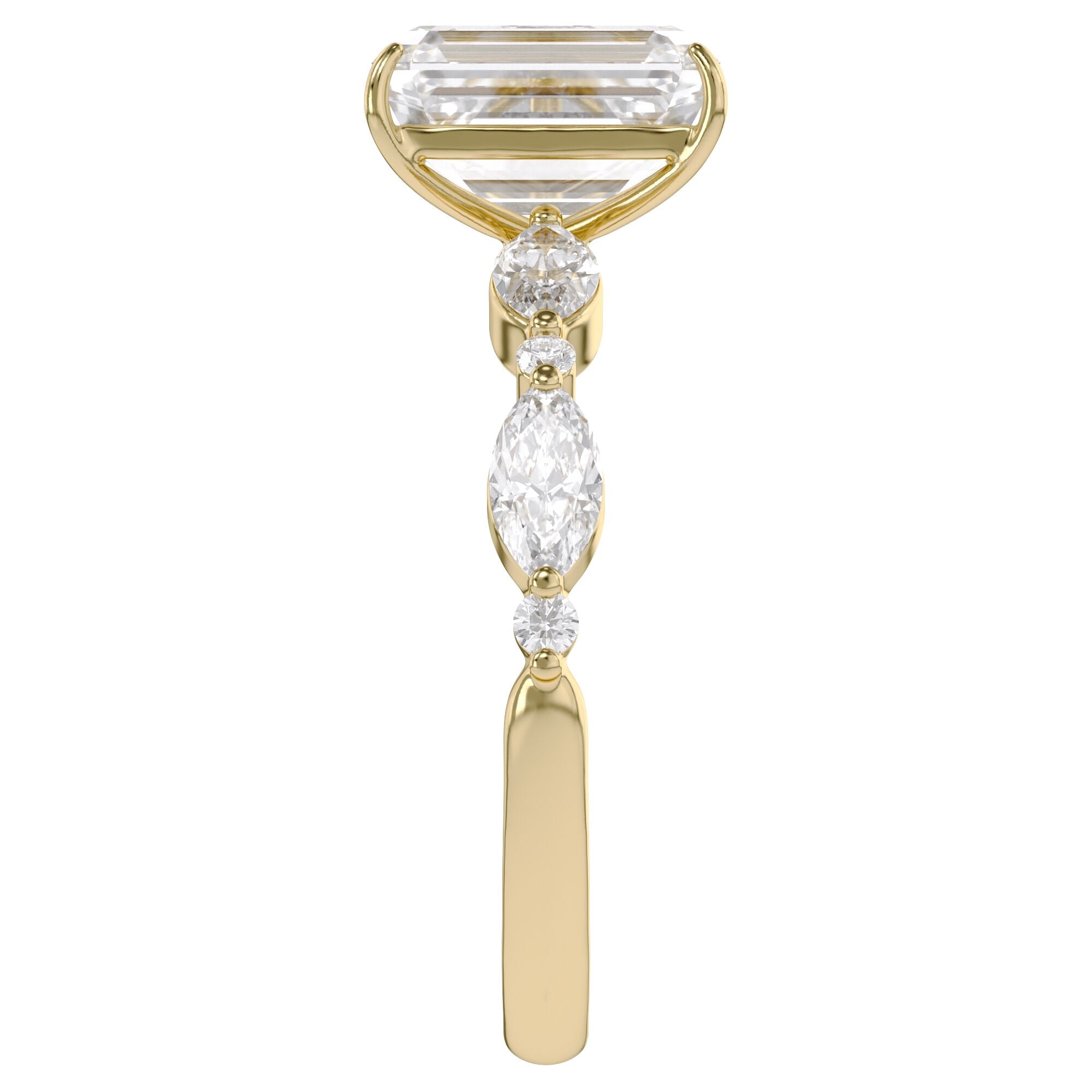 Half Eternity Solitaire Engagement Lab Grown Diamond Ring