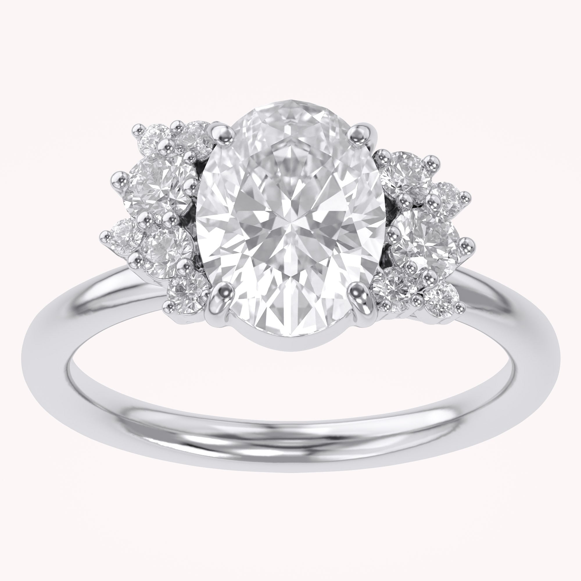 Solitaire Cluster Lab Grown Diamond Engagement Ring