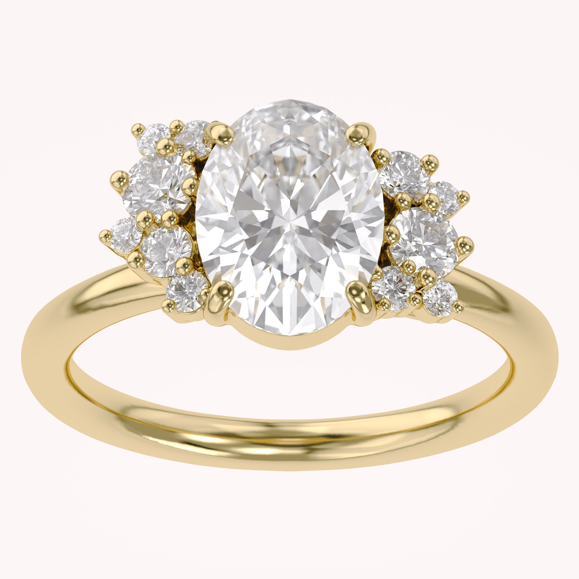 Solitaire Cluster Lab Grown Diamond Engagement Ring