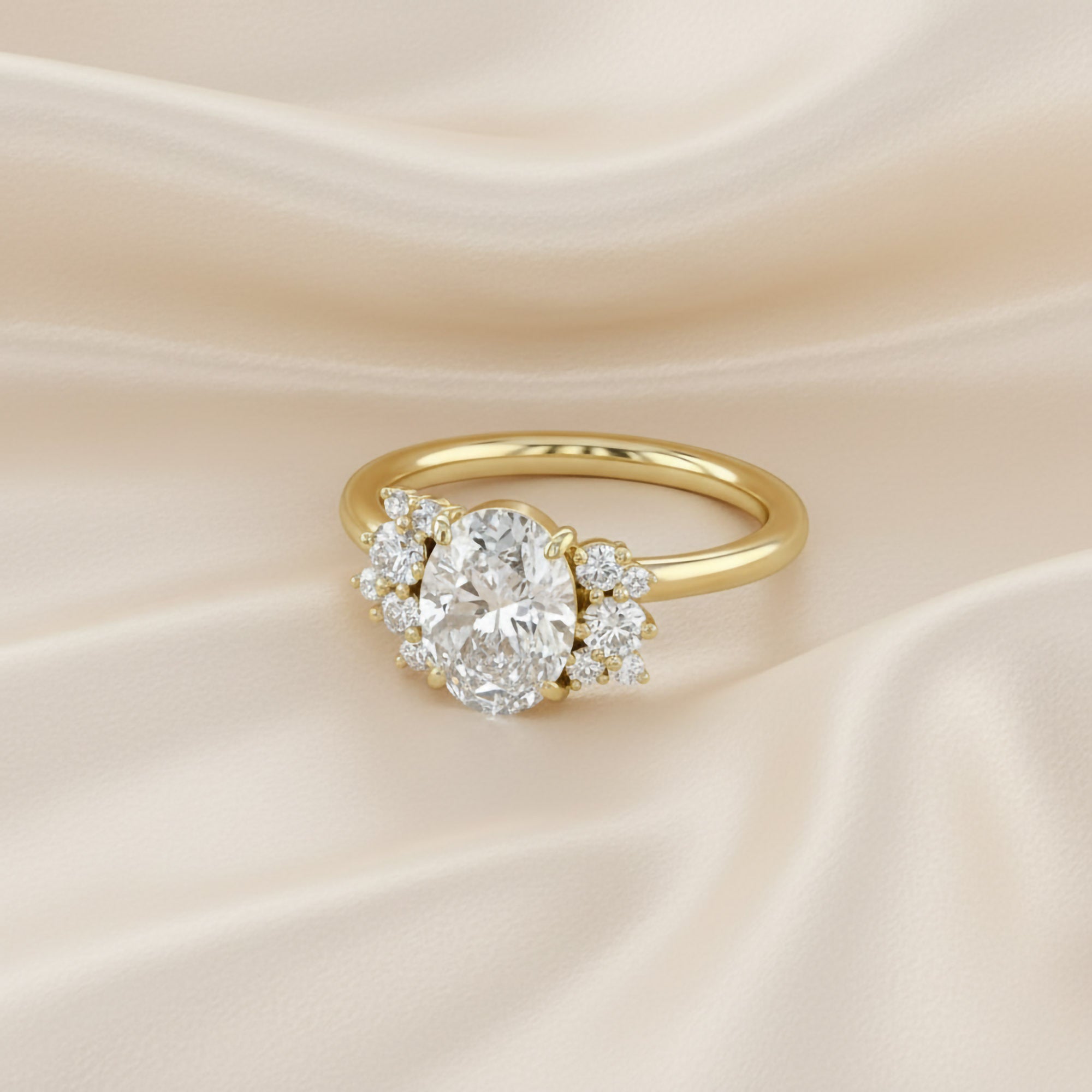Solitaire Cluster Lab Grown Diamond Engagement Ring