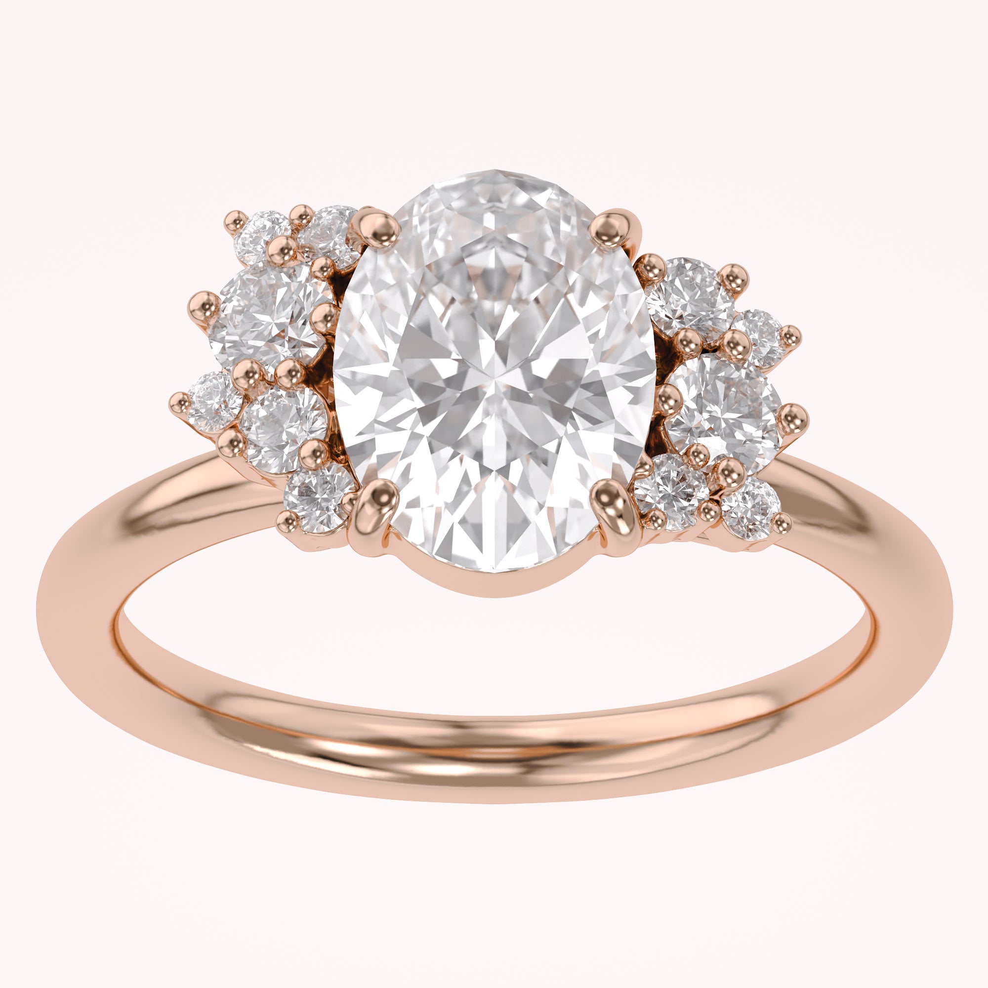 Solitaire Cluster Lab Grown Diamond Engagement Ring