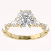 Lab Grown Diamond Half Eternity Solitaire Engagement Ring
