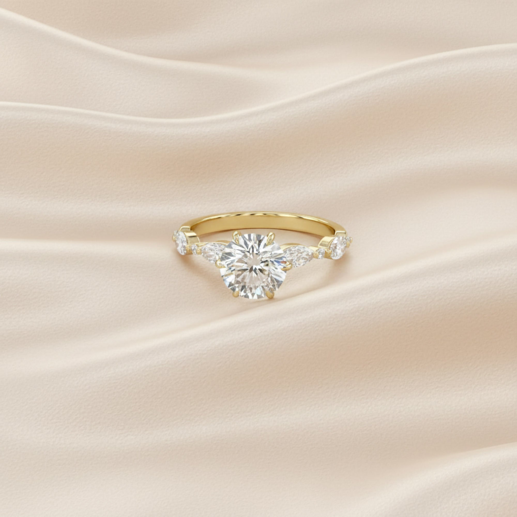 Lab Grown Diamond Half Eternity Solitaire Engagement Ring