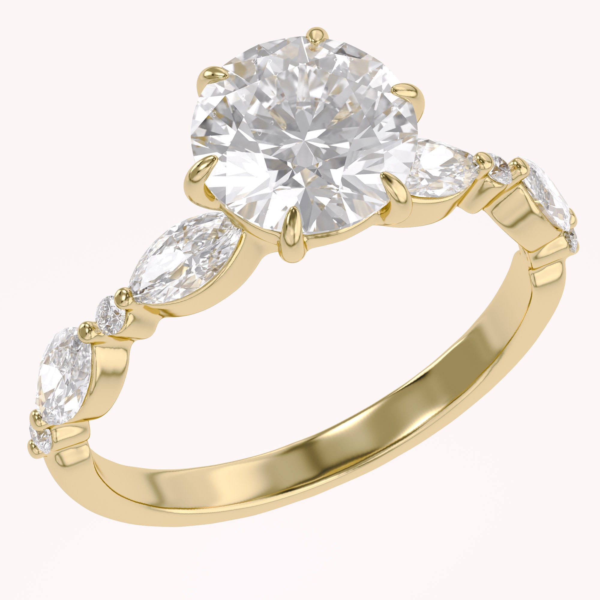 Lab Grown Diamond Half Eternity Solitaire Engagement Ring