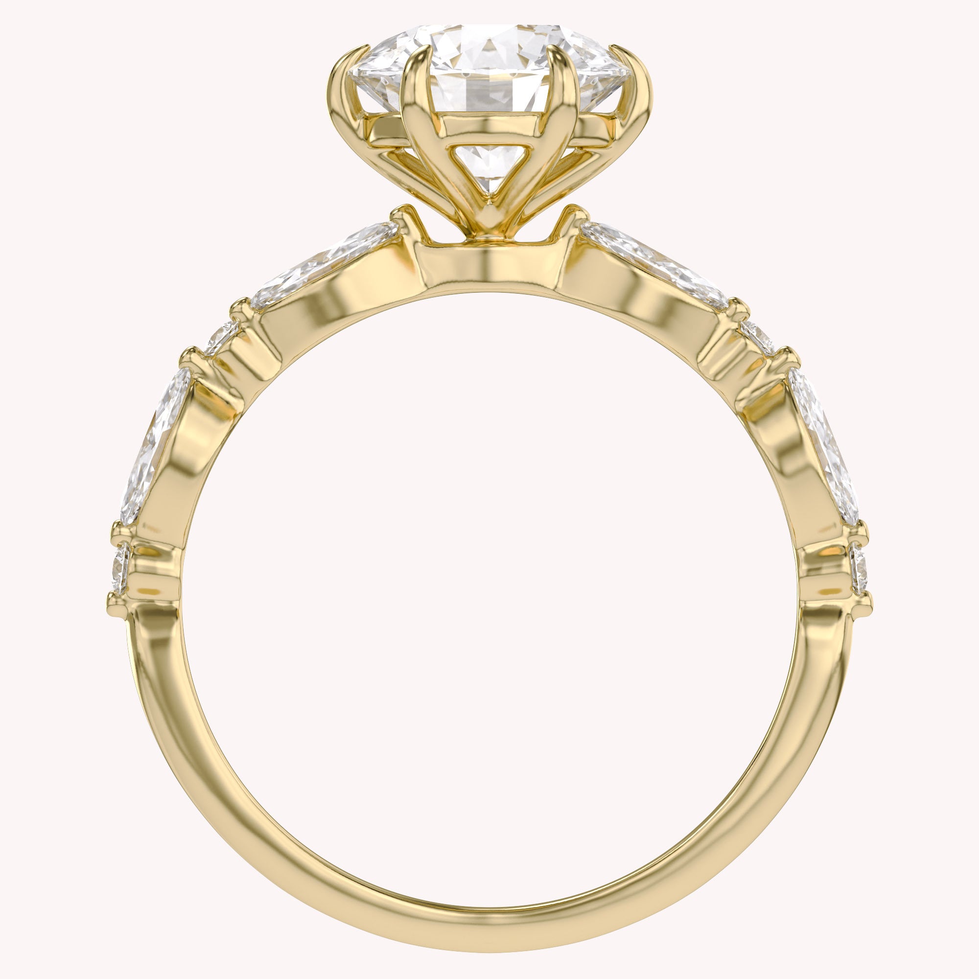 Lab Grown Diamond Half Eternity Solitaire Engagement Ring