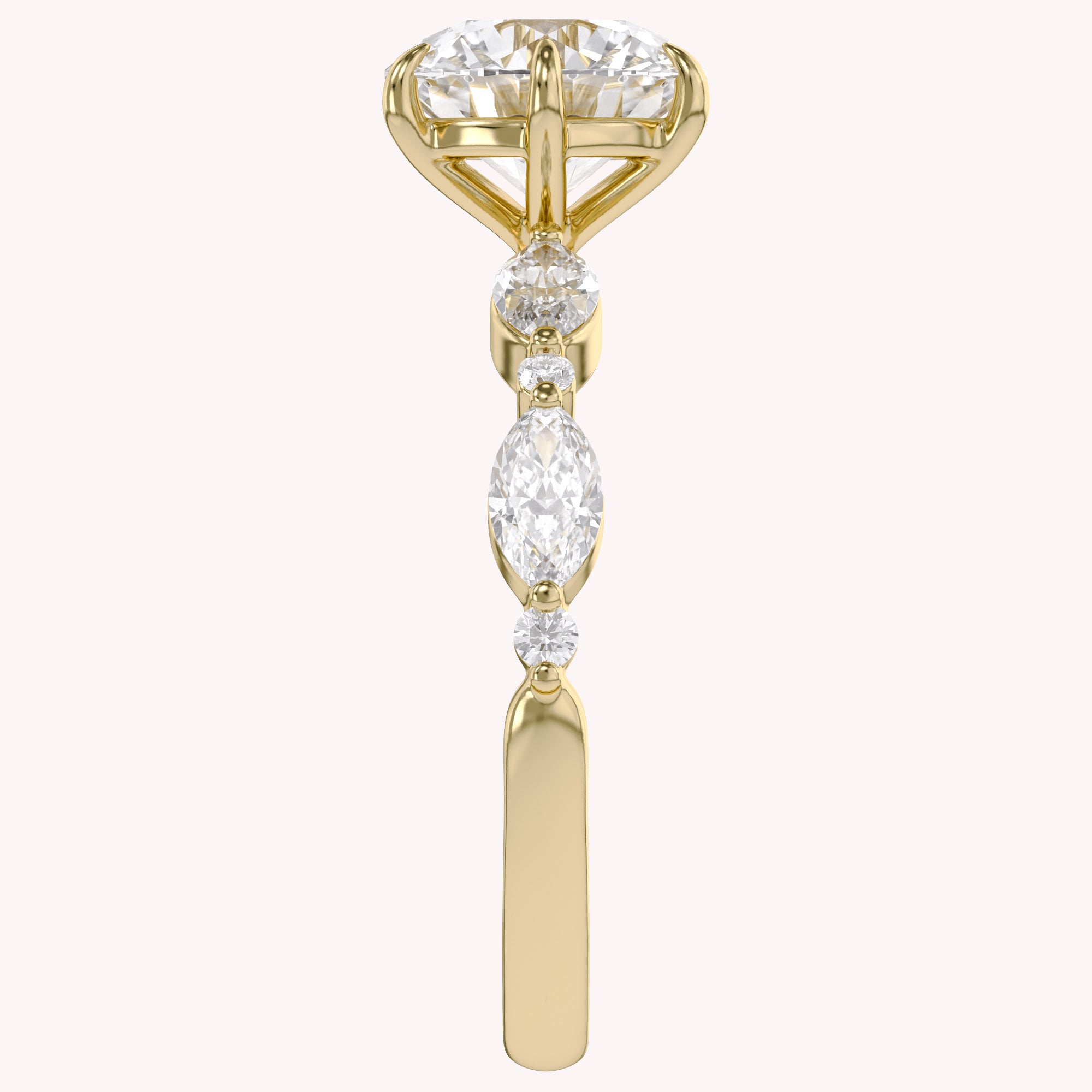 Lab Grown Diamond Half Eternity Solitaire Engagement Ring