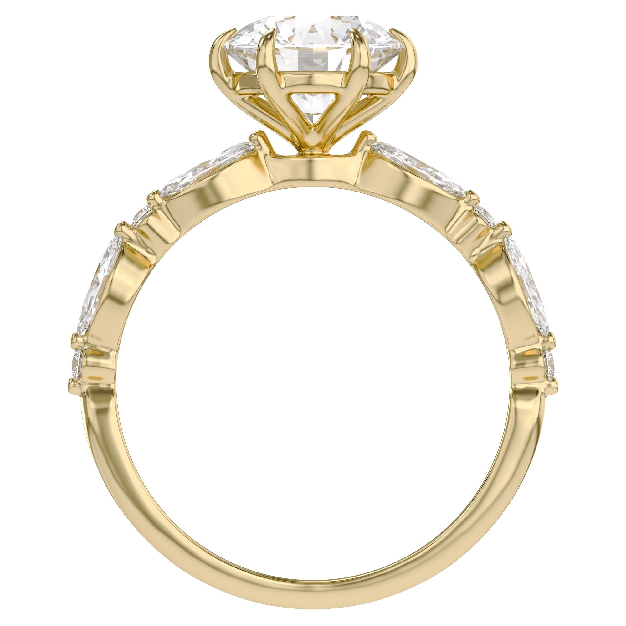 Lab Grown Diamond Half Eternity Solitaire Engagement Ring