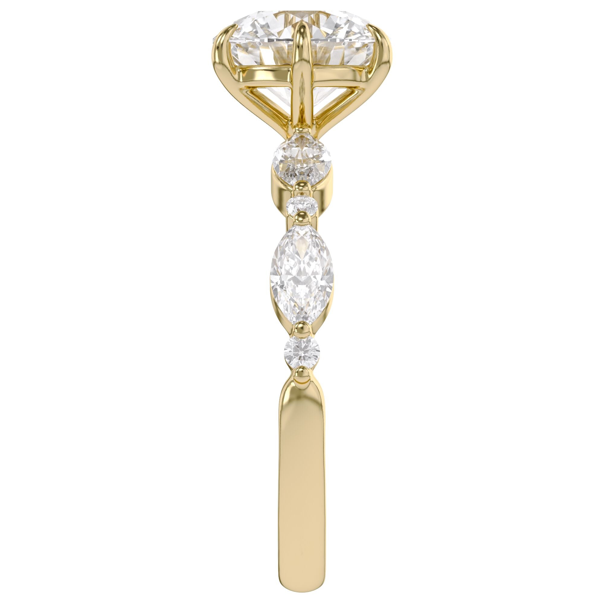 Lab Grown Diamond Half Eternity Solitaire Engagement Ring