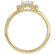 Three Stone Engagement Ring Emerald and Baguette Lab Grown Diamond