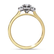 Three Stone Engagement Ring Emerald and Baguette Lab Grown Diamond