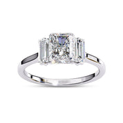 Three Stone Engagement Ring Radiant and Baguette Lab Grown Diamond