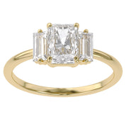 Three Stone Engagement Ring Radiant and Baguette Lab Grown Diamond