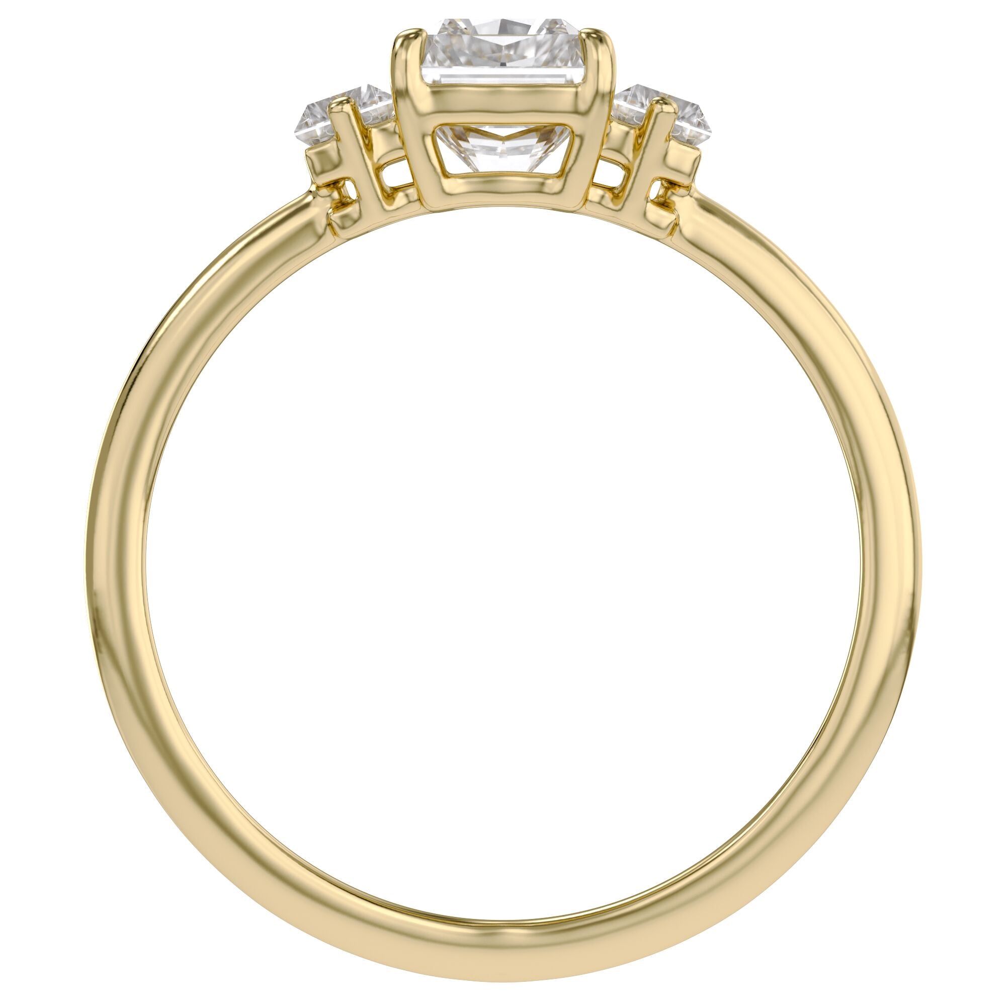 Three Stone Engagement Ring Radiant and Baguette Lab Grown Diamond