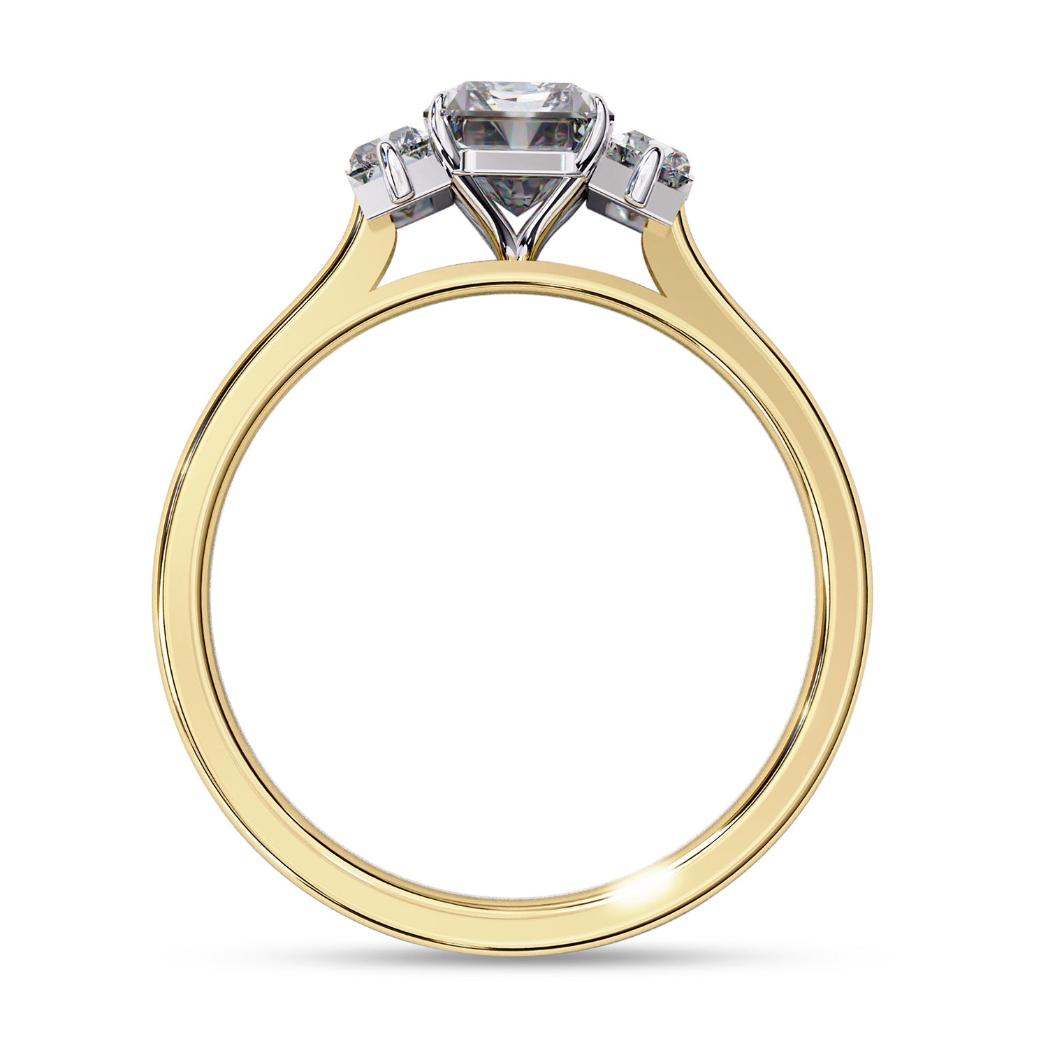 Three Stone Engagement Ring Radiant and Baguette Lab Grown Diamond