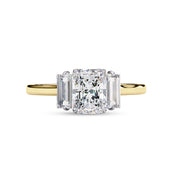 Three Stone Engagement Ring Radiant and Baguette Lab Grown Diamond