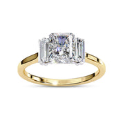 Three Stone Engagement Ring Radiant and Baguette Lab Grown Diamond