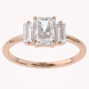 Three Stone Engagement Ring Radiant and Baguette Lab Grown Diamond