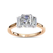 Three Stone Engagement Ring Radiant and Baguette Lab Grown Diamond