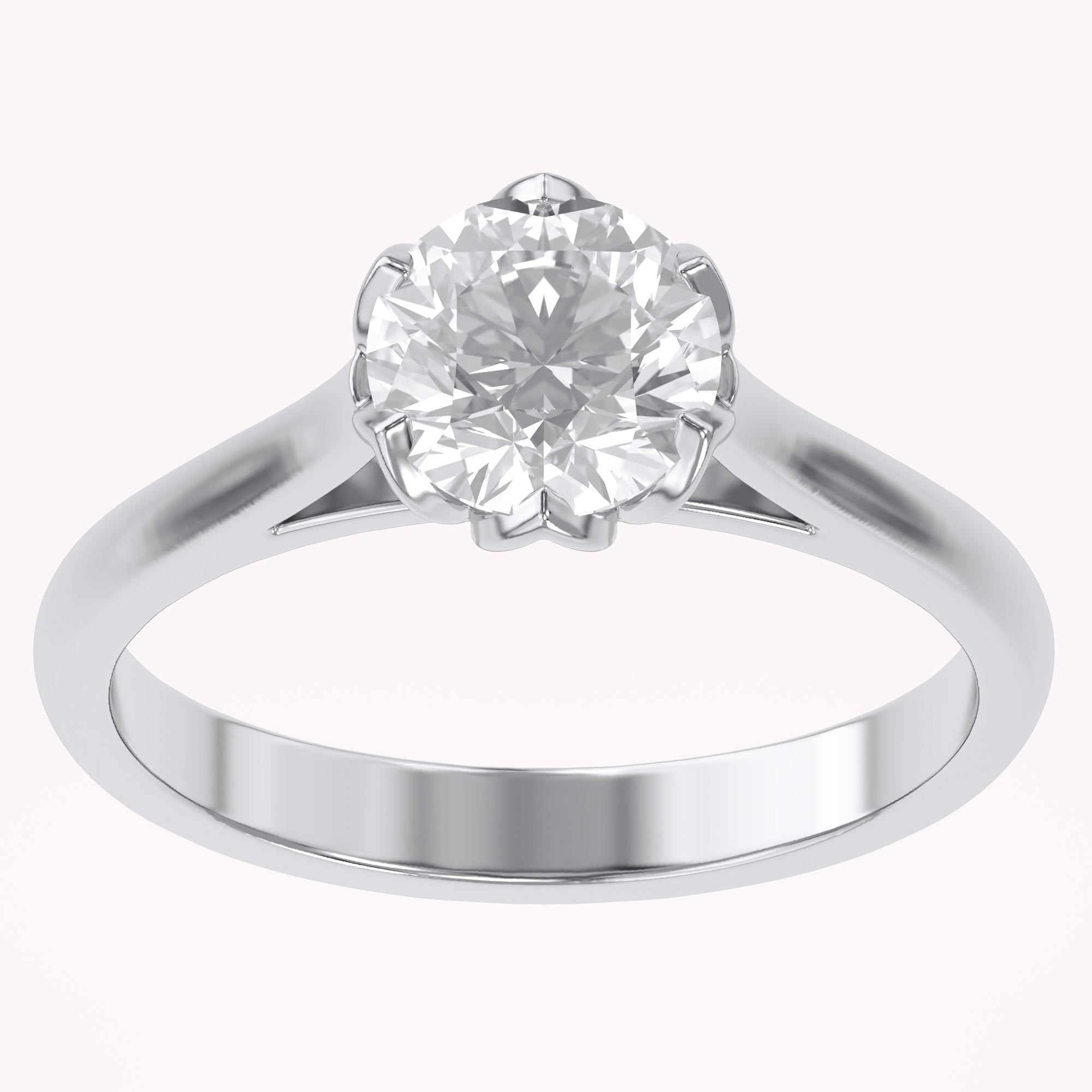 Floral Style Solitaire Engagement Ring Lab Grown Diamond