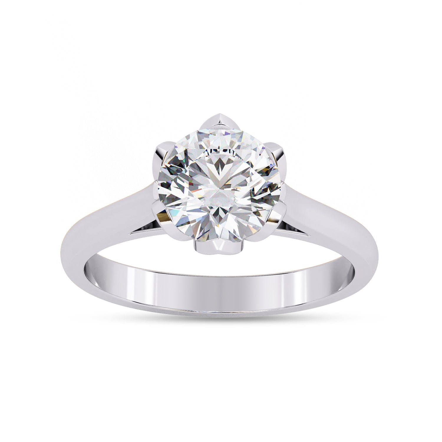 Floral Style Solitaire Engagement Ring Lab Grown Diamond