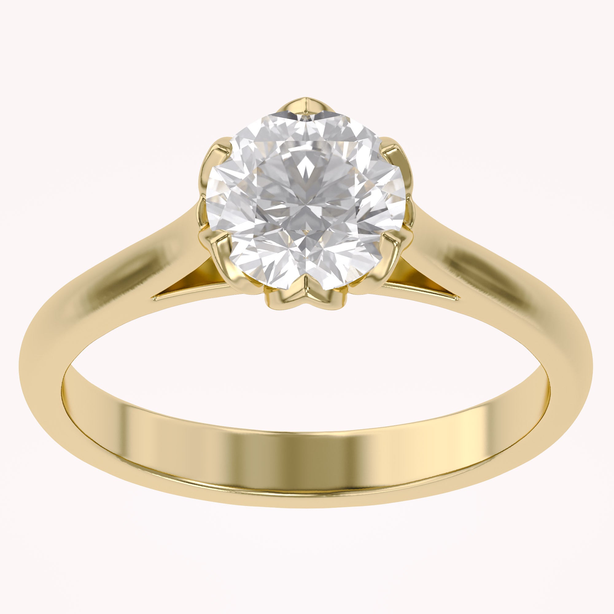 Floral Style Solitaire Engagement Ring Lab Grown Diamond