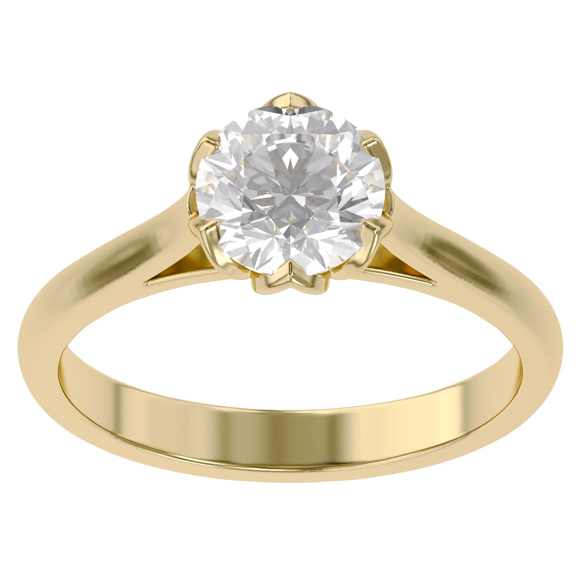 Floral Style Solitaire Engagement Ring Lab Grown Diamond