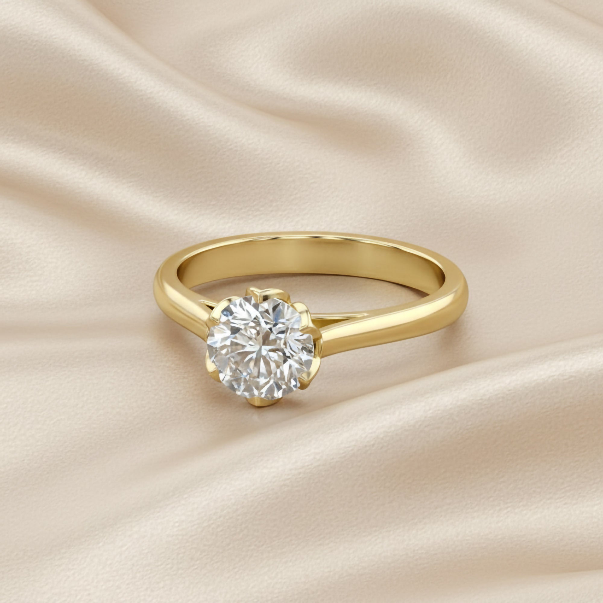 Floral Style Solitaire Engagement Ring Lab Grown Diamond