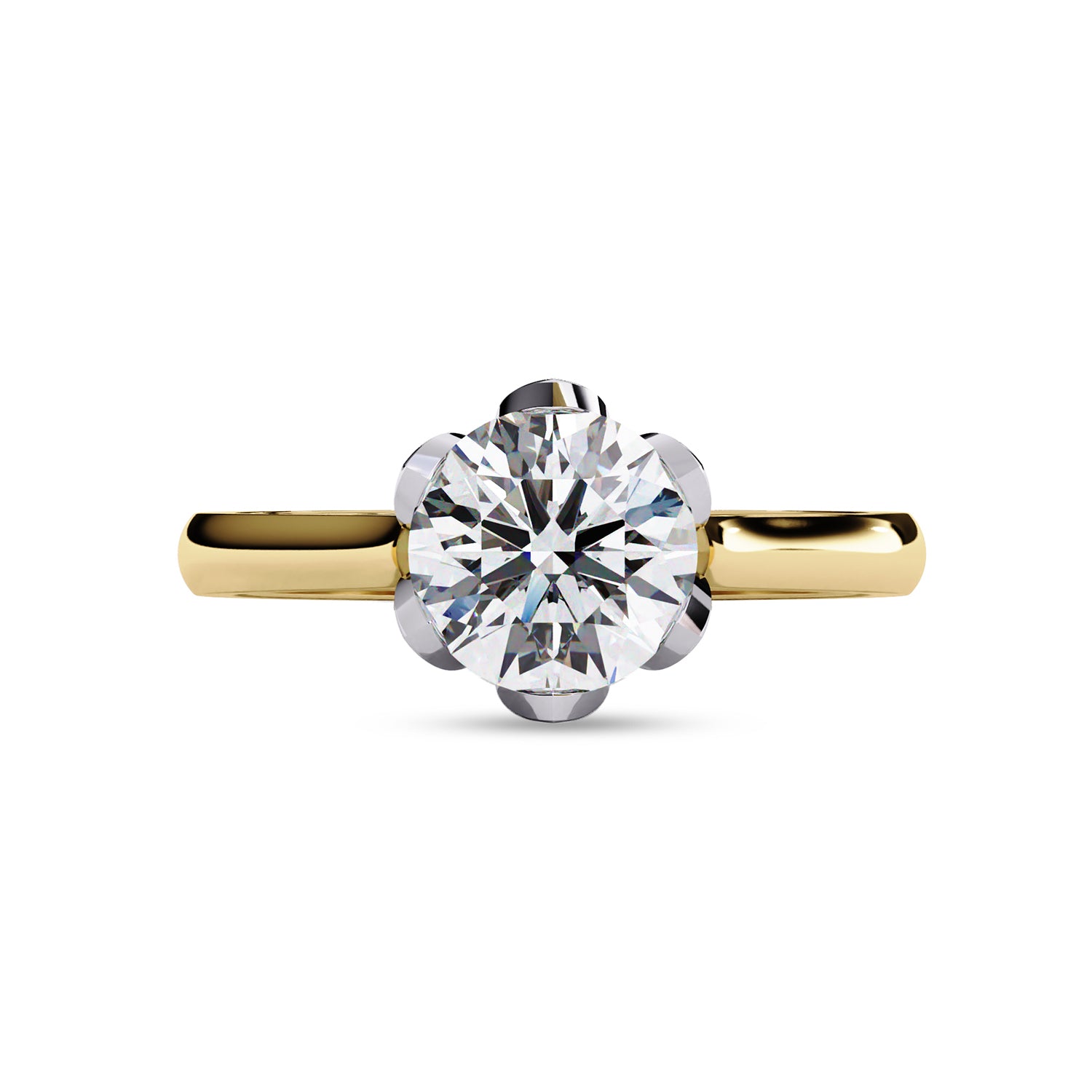 Floral Style Solitaire Engagement Ring Lab Grown Diamond