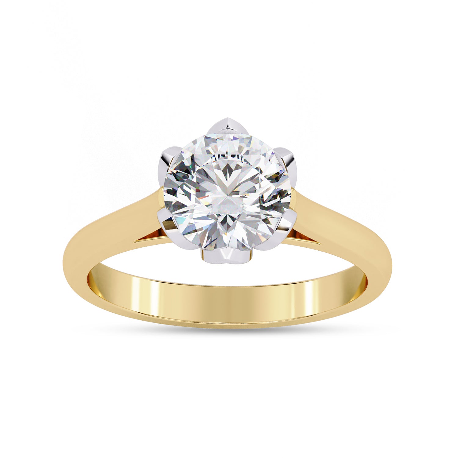 Floral Style Solitaire Engagement Ring Lab Grown Diamond
