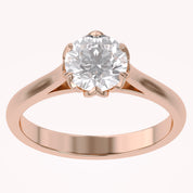Floral Style Solitaire Engagement Ring Lab Grown Diamond