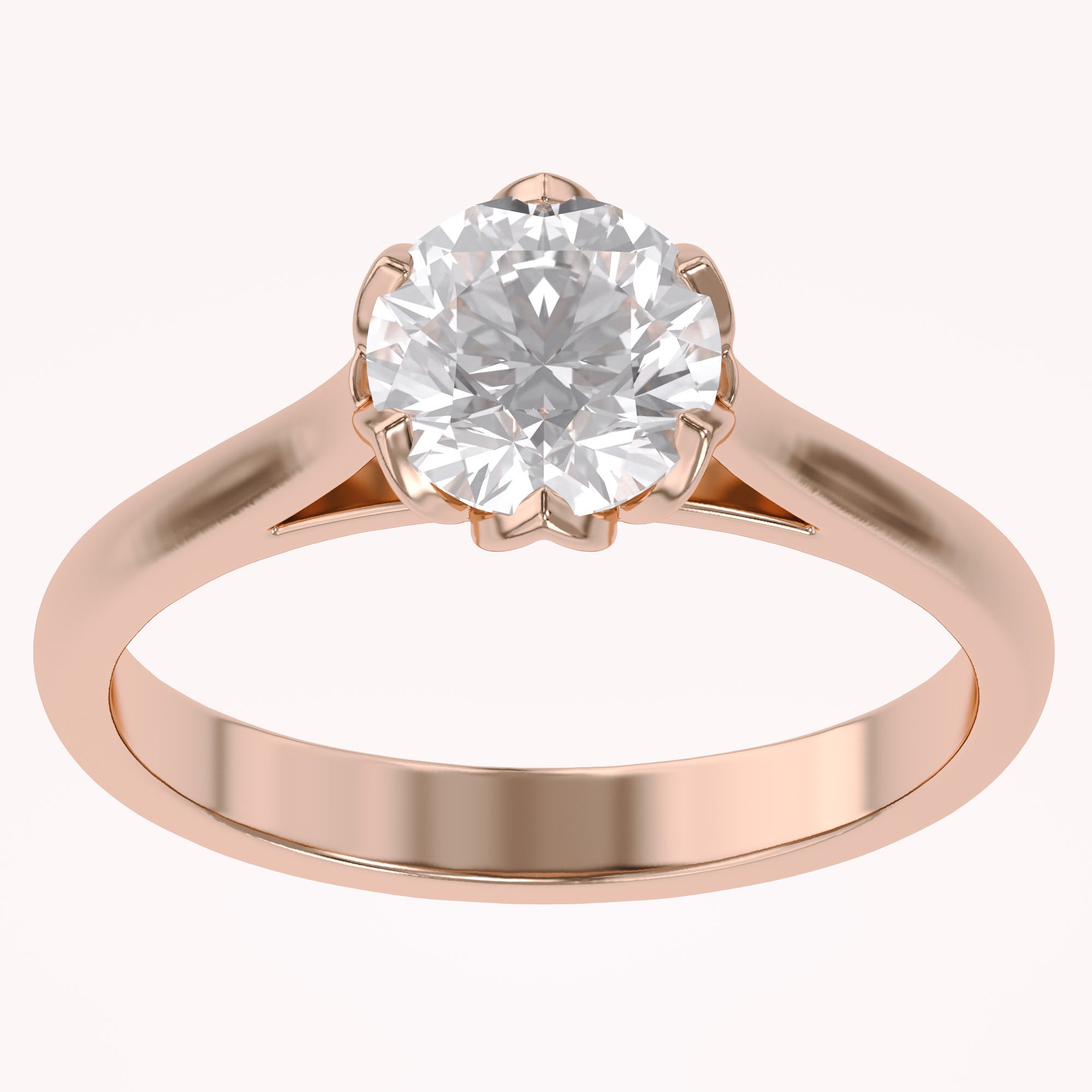Floral Style Solitaire Engagement Ring Lab Grown Diamond