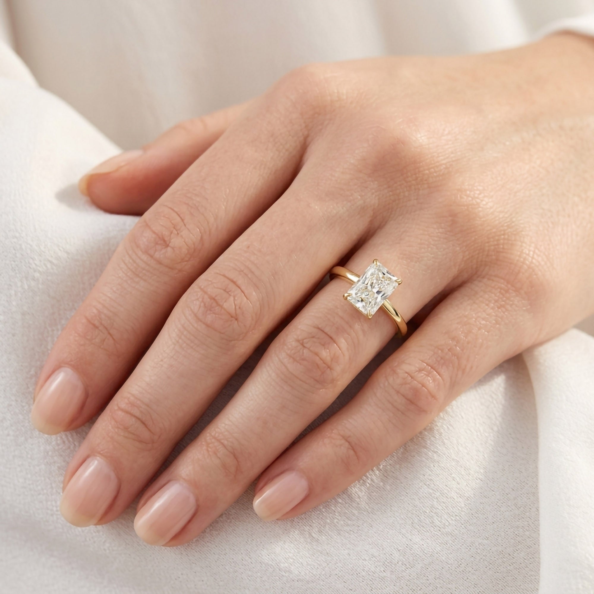 Emerald Cut Lab Grown Diamond Solitaire Engagement Ring