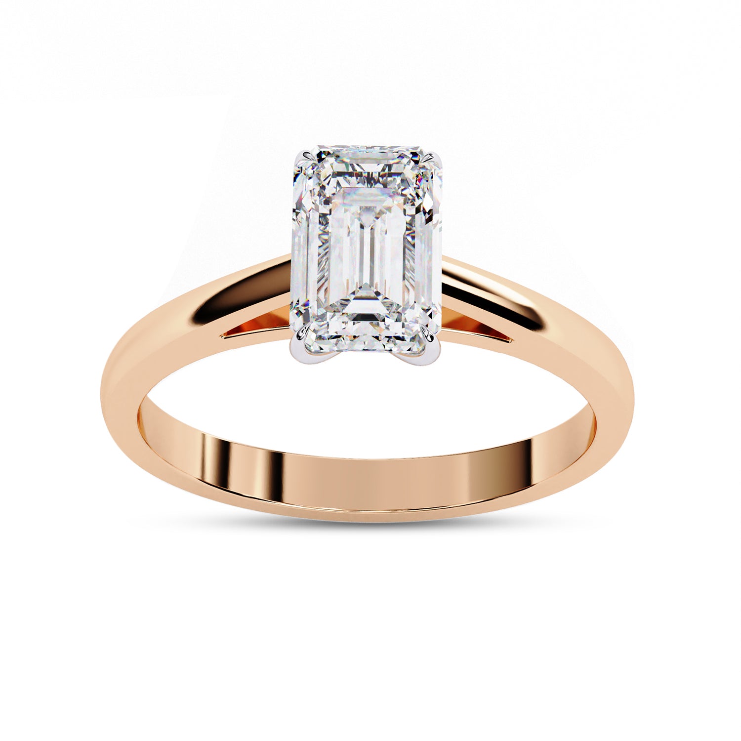 Emerald Cut Lab Grown Diamond Solitaire Engagement Ring