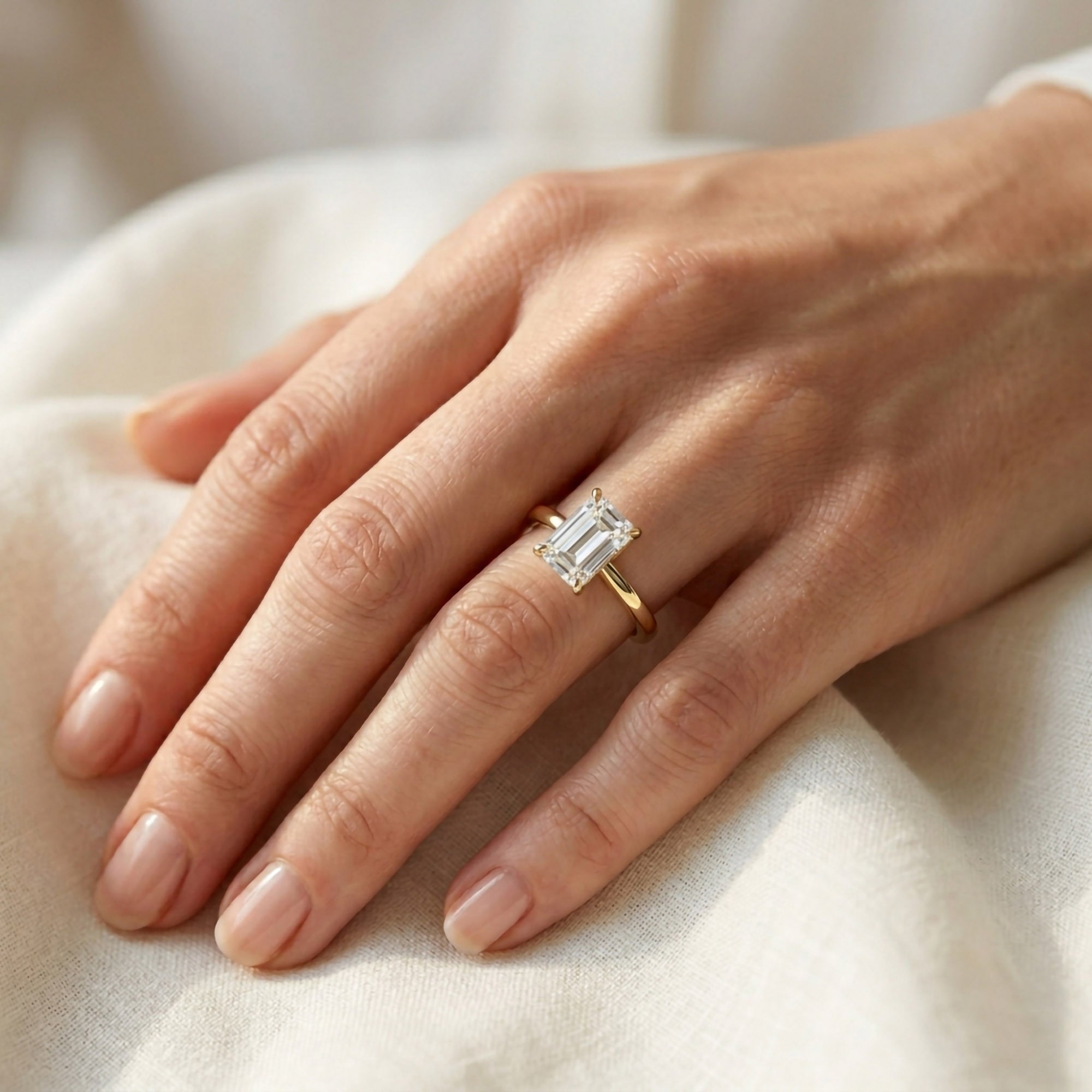 Radiant Lab Grown Diamond Solitaire Engagement Ring