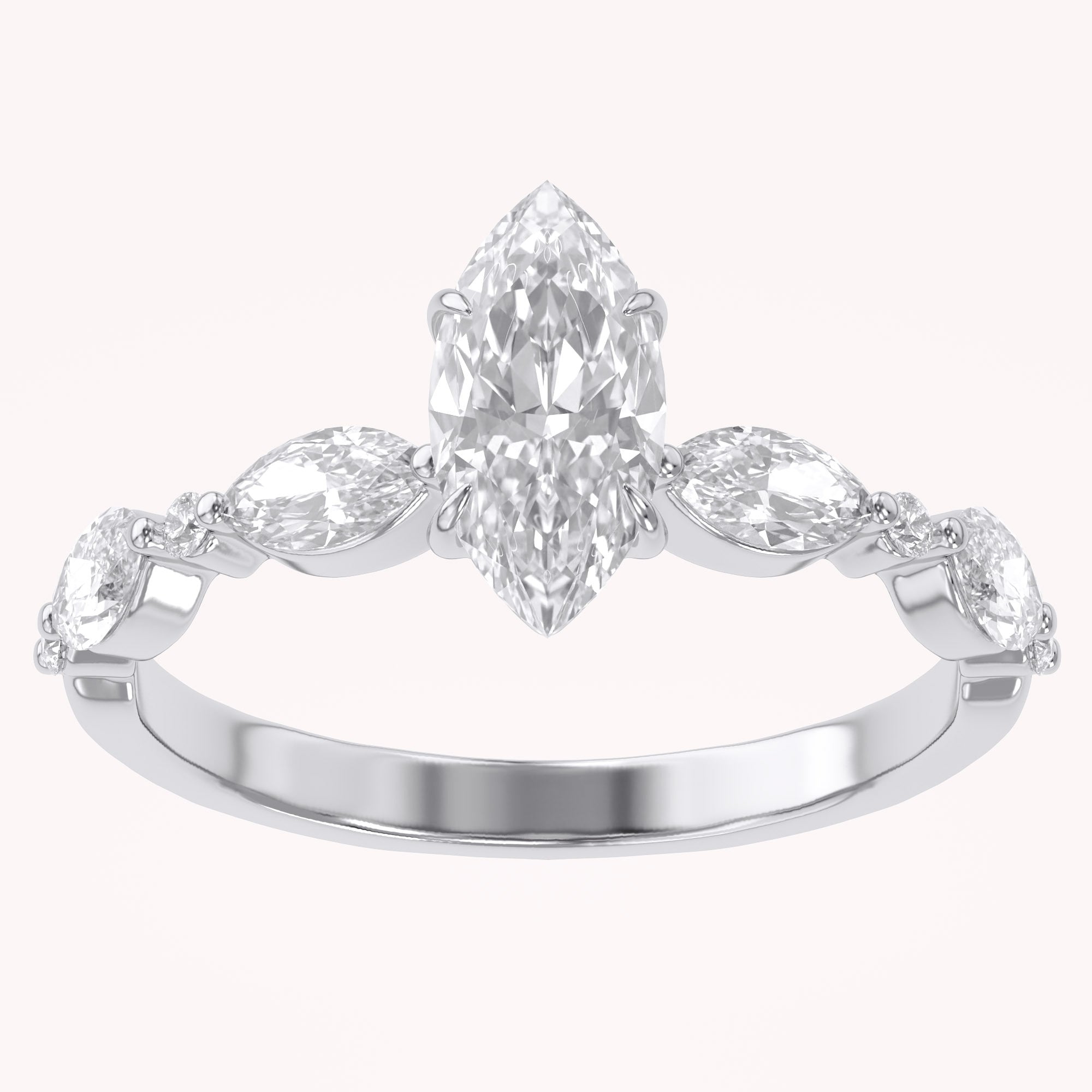 Lab Grown Diamond Half Eternity Marquise Engagement Ring