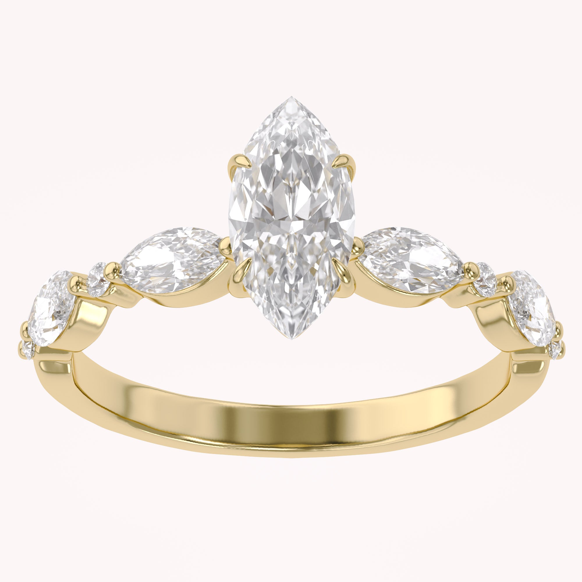 Lab Grown Diamond Half Eternity Marquise Engagement Ring