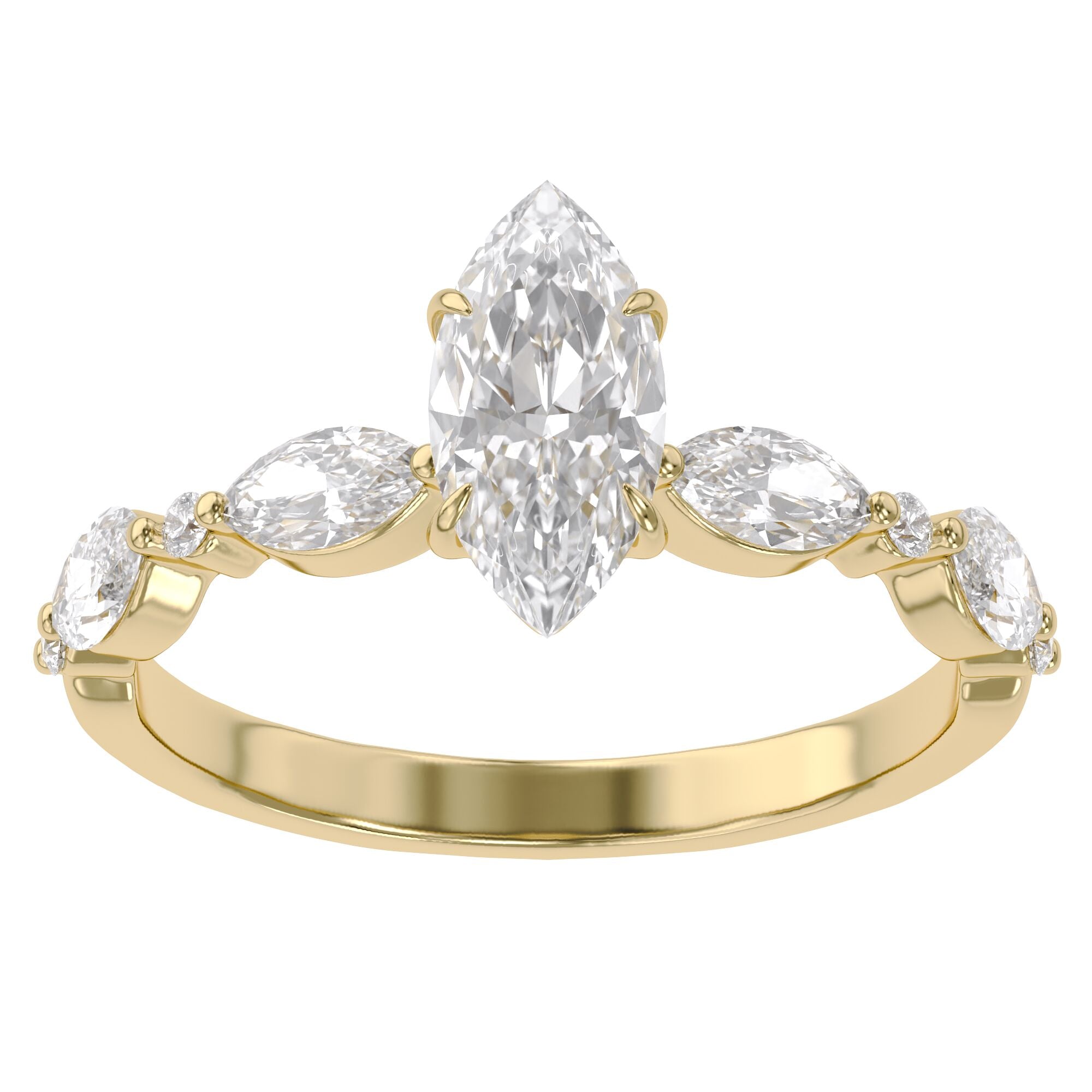 Lab Grown Diamond Half Eternity Marquise Engagement Ring
