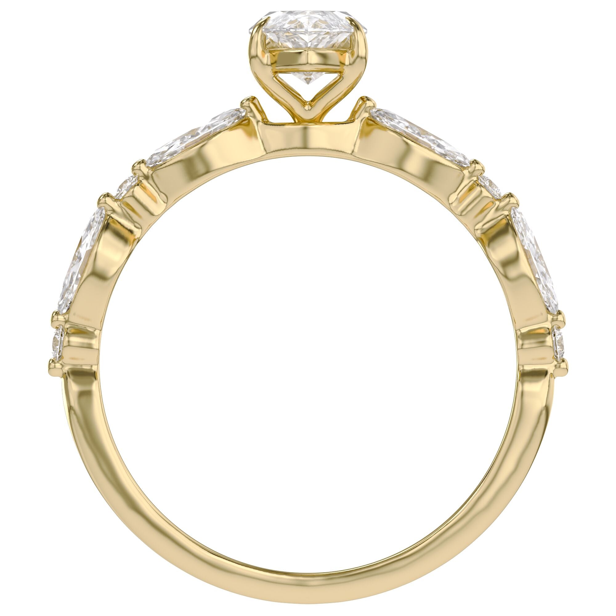 Lab Grown Diamond Half Eternity Marquise Engagement Ring