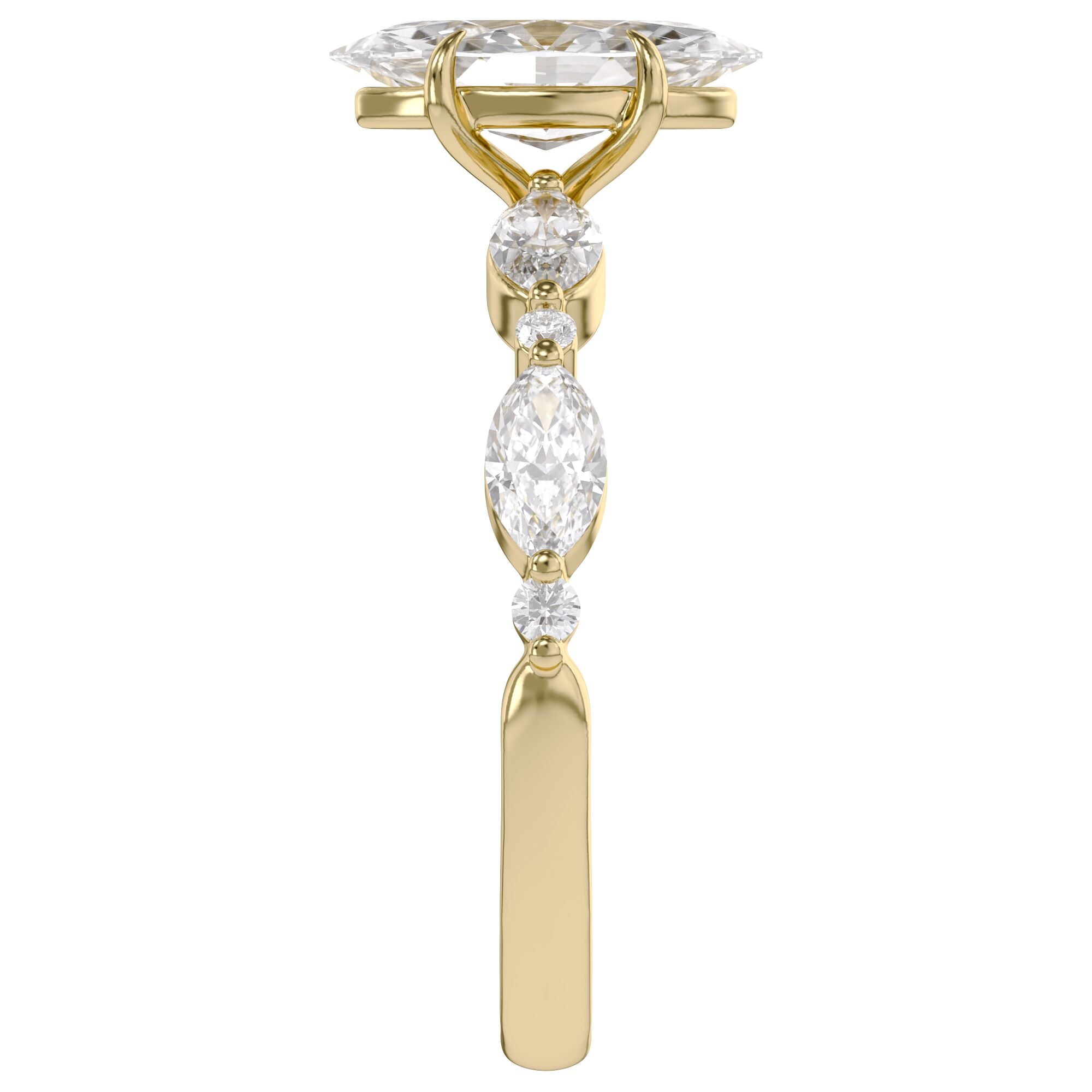 Lab Grown Diamond Half Eternity Marquise Engagement Ring