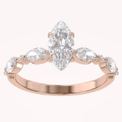 Lab Grown Diamond Half Eternity Marquise Engagement Ring