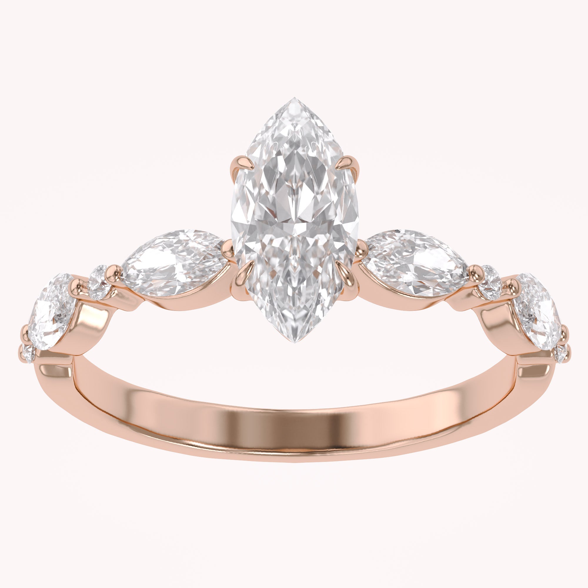 Lab Grown Diamond Half Eternity Marquise Engagement Ring